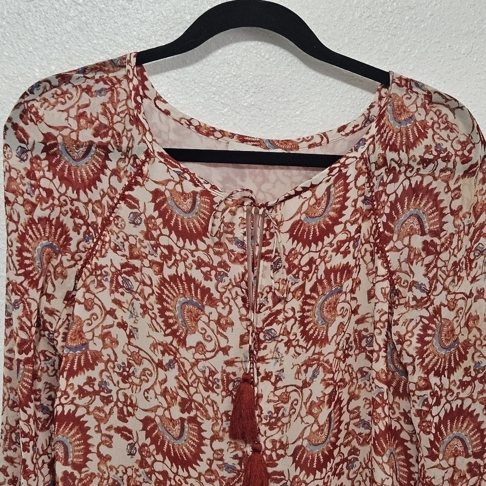 Tory Burch 100% silk top boho style size 4
